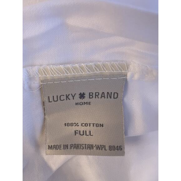 Lucky Brand Full Fitted Sheet White 100% Cotton High Quality - Picture 1 of 9